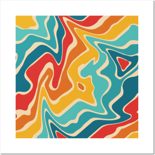 Liquid Retro Rainbow Sunset Repeat Pattern Posters and Art